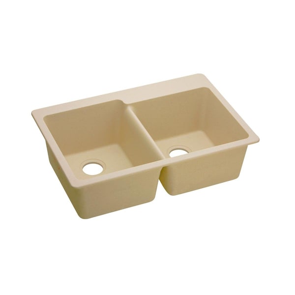 Quartz Classic 33 X 22 X 9-1/2 Offset Double Bowl Top Mount Sink Sand